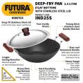 Hawkins Futura 2.5 Litre Deep Fry Pan, Non Stick Kadai with Stainless Steel Lid, Flat Bottom Induction Kadhai, Black (IND25S). 