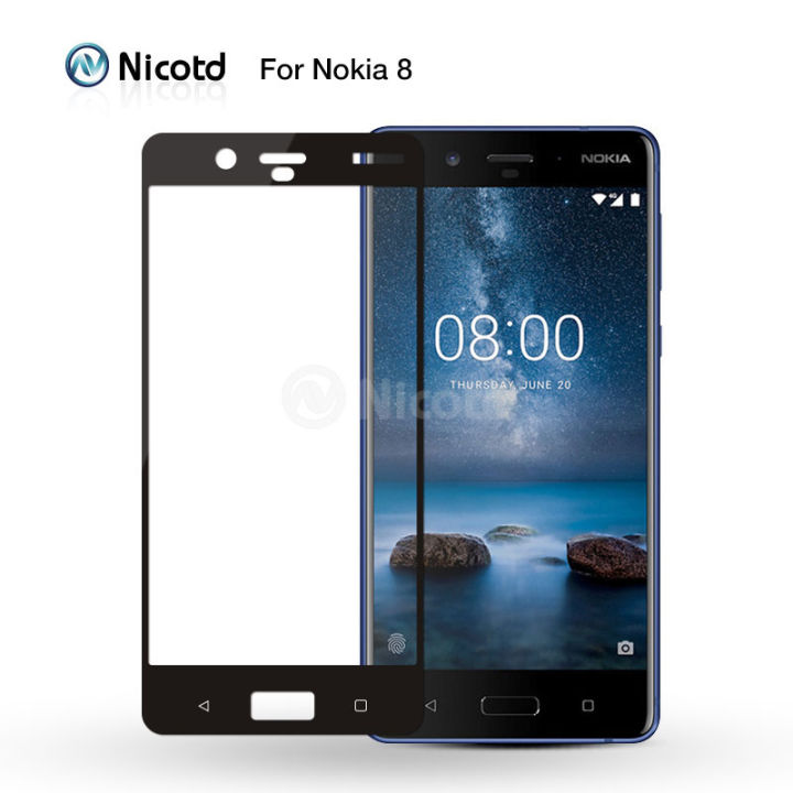 Wenefang Nokia 8 कलरफुल 2.5D फुल कभर टेम्पर्ड ग्लास एन्टि-विस्फोट ...