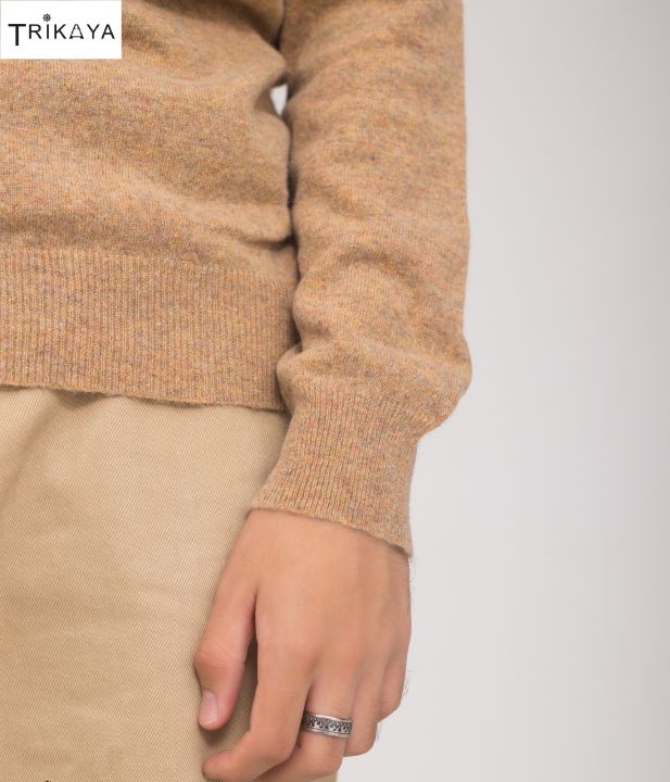 Trikaya%20Cream%20Color%20Round%20Neck%20Full%20Sleeves%20Lambswool%20Light-Weight%20Sweater%20For%20Men%20-%20Image%203