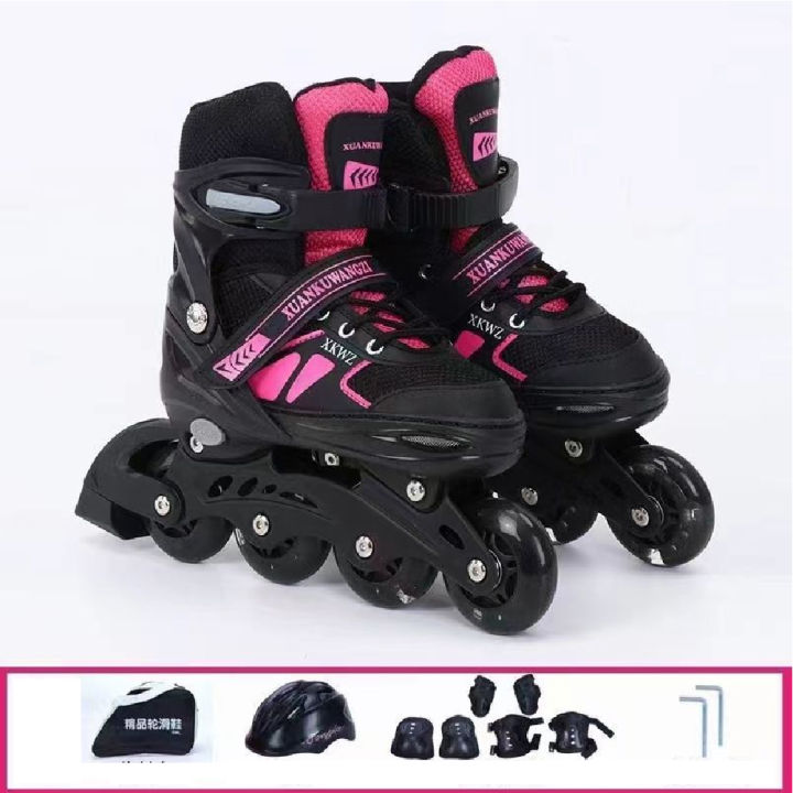 Adjustable%20Skate%20Shoes%20Flashing%20Light%20Up%20Roller%20Skate%204%20Rubber%20Wheels%20Skate%20Shoes%20Set%20-%20Image%208