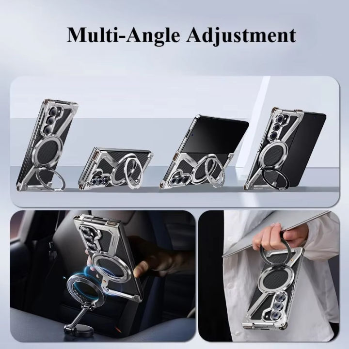NEW%20Z%20Shape%20Aluminum%20Alloy%20Rimless%20Magnetic%20Phone%20Case%20For%20Samsung%20Galaxy%20Z%20Fold%205%20Z%20Fold%206%205G%20Metal%20Stand%20Magsafe%20Buffer%20Hard%20Cover%20-%20Image%206