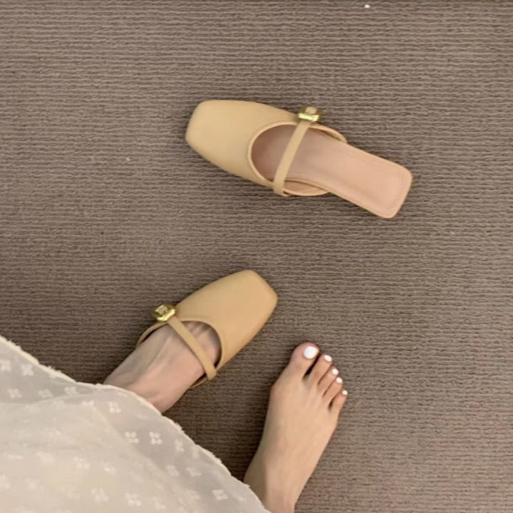 Fashion%20French%20Style%20Women's%20Half%20Slippers%20Lightweight%20Flat%20Bottom%20Women's%20Low%20Heels%20Slippers%20Soft%20Leather%20PVC%20Outsole%20Women's%20Shoes%20-%20Image%208