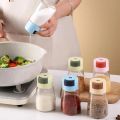 Press Type Measuring Seasoning Bottle Spice Bottle Refillable Plastic Metering Salt Bottle Transparent Quantitative Salt Dispenser Cooking. 