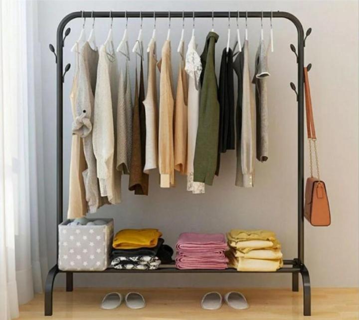 Coat Rack And Clothes Hanger Stand With Side Hooks And Bottom Shelves - Clothes Hangers