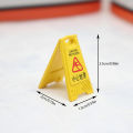1/12 Dollhouse Caution Wet Floor Warning Sign Dollhouse Miniature Traffic Scene Toys Dolls House Decoration Accessories  AITENG. 