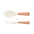 Rice Wooden Handle Rice Spatula Silicone Standing Paddle Heat Resistant Durable Kitchen. 