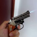 Mini Gun  Shape Wing Proof Refillable Gas Lighter With Laser Pointer. 