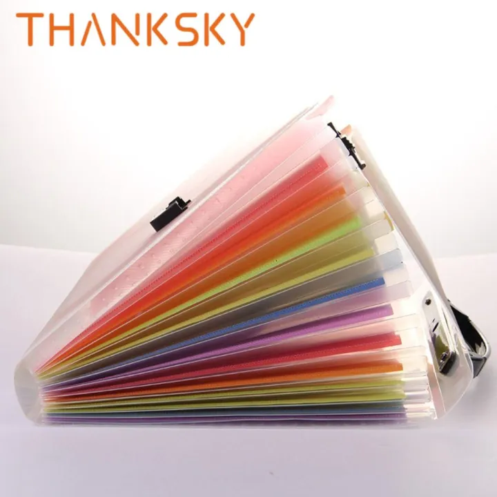 File Storage 13 Layers A4 Handheld File Bag Rainbow Color Large ...