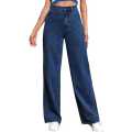 Women's High-Waisted Straight-Leg Jeans - Dark Blue" SD. 