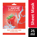 Lakme Blush & Glow Strawberry Sheet Mask Fruit Facial Like Glow(25ml). 