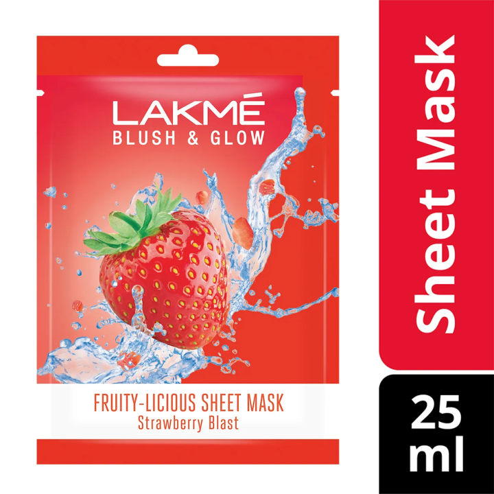 Lakme Blush & Glow Strawberry Sheet Mask Fruit Facial Like Glow(25ml)