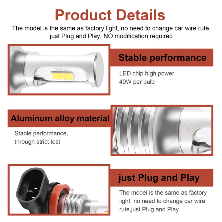 H11%20H8%20H16%2080W%204000LM%203000K%20Yellow%20Tech%20LED%20Fog%20Lights%20Conversion%20Bulbs%20Kit%20-%20Image%203