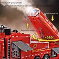 Realistic 1:32 Scale Fire Truck Model With Sound Light Pull-Back Function Water Spray Fire Rescue Toy Interactive Toy Engineering Vehicle Kids Toy. 