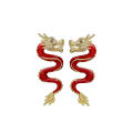 Dragon Stud Earrings Chinese New Year Jewelry Retro Red Earrings Exaggerated. 