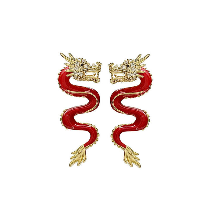 Dragon%20Stud%20Earrings%20Chinese%20New%20Year%20Jewelry%20Retro%20Red%20Earrings%20Exaggerated%20-%20Image%205