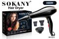 Sokany Professional High Power 2600W Hair Dryer - 2 Speeds - 2 Heating With Concentrator. 