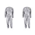 2X Heavy Duty Fitness Weight Loss Sweat Sauna Suit Exercise Gym Anti-Rip Silver XL. 