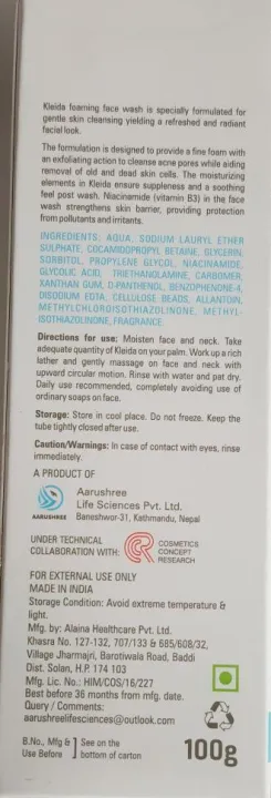 Kleida%20Foaming%20Face%20Wash,%20For%20Acne%20Prone%20Skin,%20100G%20-%20Image%203