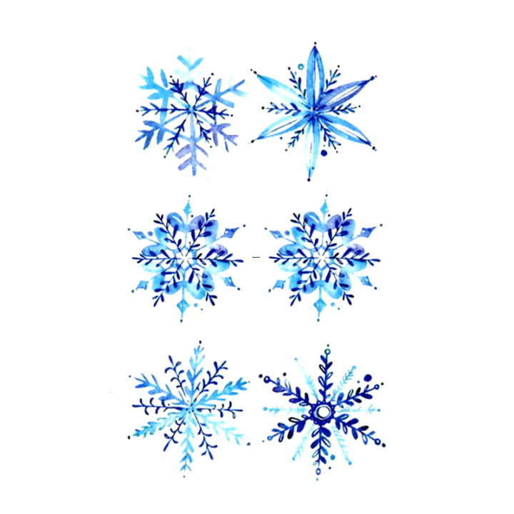 Renyuan Blue Snowflake Waterproof Temporary Tattoo Men Flash Tattoo Stickers New Black Snowflake Henna Sleeve Tattoos Tatoo Kids Art Sticker