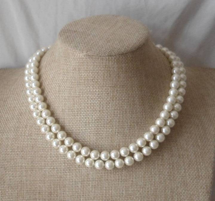 2 Layer Same Size Moti Mala Pearl Necklace for Women 6mm and 8mm ...