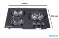 Dikom 3 Burner Gas Hob Auto Ignition (TBDGKH03) Black. 