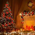 Original 2M10LED Christmas Garland Lighting Strings Artificial Red Flowers Holly Leaves for Home 2024 Xmas Ornament New Year Gifts 2025. 