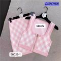 DISICHEN 【Shop with Confidence】 Academy Style Suit Summer Korean Style Sweet Short-sleeved Women's Plaid Camisole Vest + Knitted Skirt Fashion. 