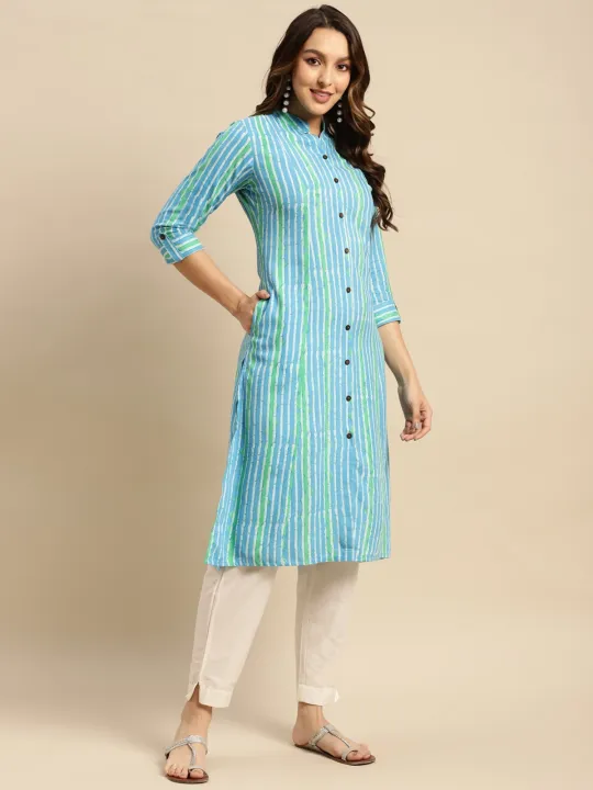 Kiva%20Rayon%20Tonal%20Striped%20Calf%20Length%20Kurtha%20for%20Women%20With%20Front%20Button%20Placket%20-%20Image%204