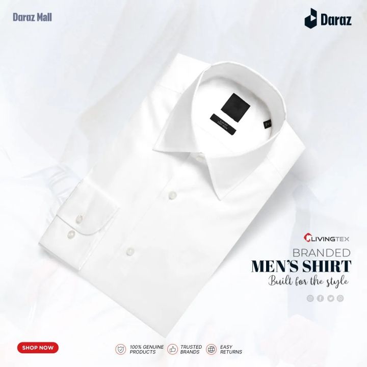 Livingtex%20Formal%20Shirt%20for%20Men%20_%20Boss%20Branded%20Long%20Sleeve%20_%20100%25%20Cotton(White)%20-%20Image%202