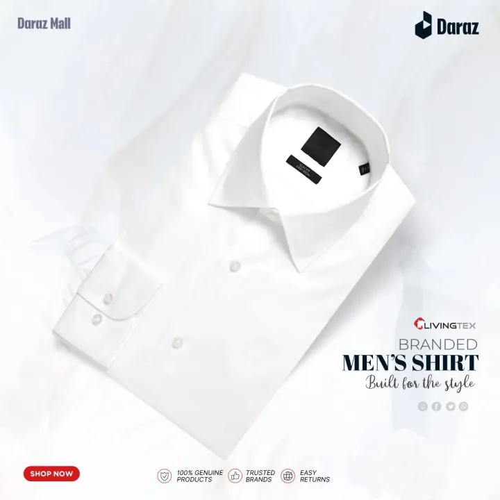 Livingtex%20Formal%20Shirt%20for%20Men%20_%20Boss%20Branded%20Long%20Sleeve%20_%20100%25%20Cotton(White)%20-%20Image%202