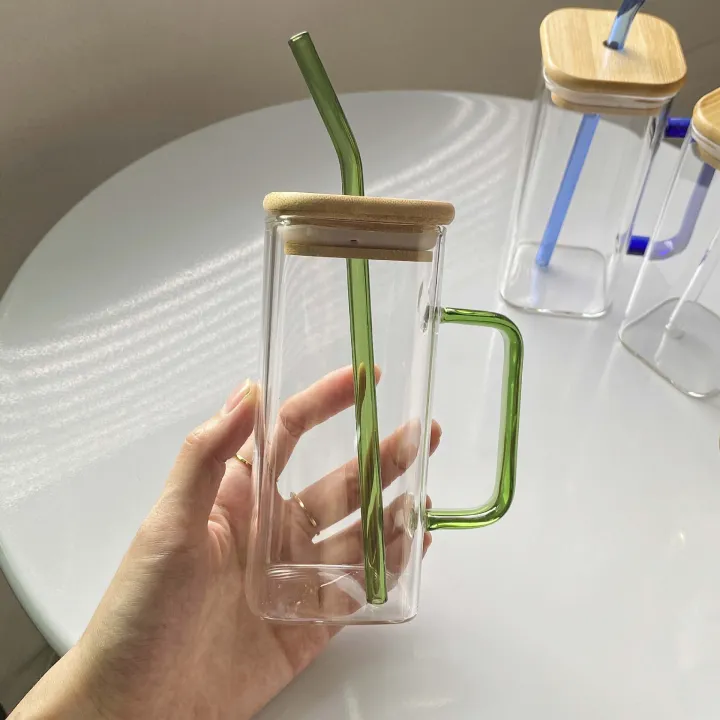 Delph%20Square%20Airtight%20Glass%20Bottle%20Bamboo%20Lid%20and%20Glass%20Straw%20%7C%20350ml%20%7C%20Beer%20Can%20Glasses%20Tumbler%20for%20Fruit%20Juice%20Milk%20Soda%20Iced%20Tea%20Coffee%20Hot%20&%20Cold%20Mug%20-%20Image%204