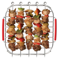 Versatile Grilling Rack Air Fryer Double Layer Rack with Skewers Steaming Drain Oil Holder. 