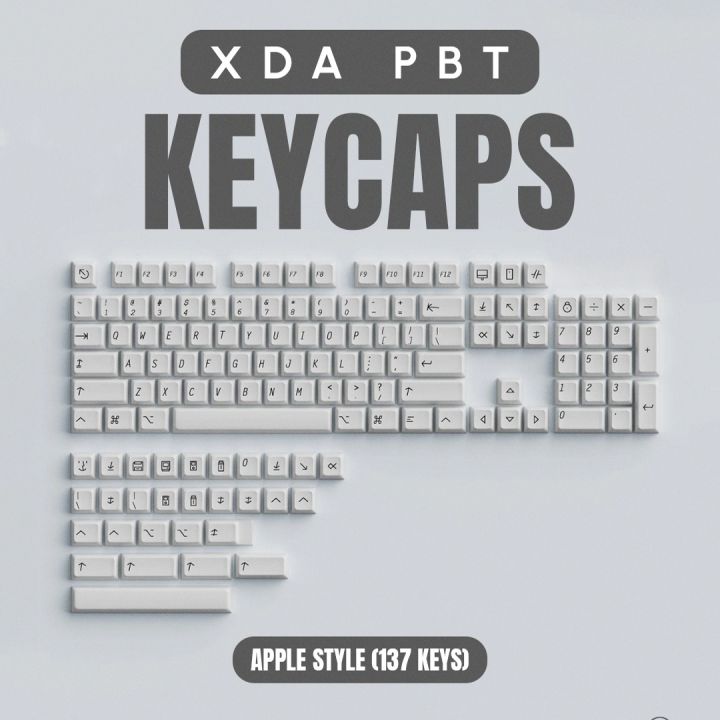 Apple Style Mechanical Keyboard Keycaps - XDA Profile - PBT Double Shot - Dye Sublimation Keycaps