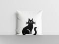 Cute Black Cat Printed Cushion Cover Set – 4 Pieces. 