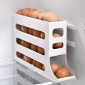 30 Eggs Egg Holder for Fridge -Auto Rolling Fridge Egg Organizer, Space-Saving Egg Dispenser Holder,4 Tiers Fridge Easy Install Easy to Use White. 
