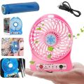 Smart Choice Mini Portable USB Rechargeable Hand Held Desk Fan | 3 Speed Settings | Cooling Table Fan for Home Office Travel | Compact Battery Operated Personal Fan | Colors May Vary. 