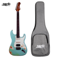 Jet Guitars JS 400 SFG HSS Roasted Maple Relic Sea Foam Green w/ Gigbag. 