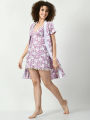 Satin Knee Length Nightwear with Printed Gown (DNW-37). 