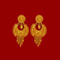 24k Gold Plated Earrings Jhumka In Rani Haar Design For Women. 