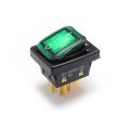 4 Pins 250V 12V UL Illuminated 30A Rocker Switch – GREEN. 