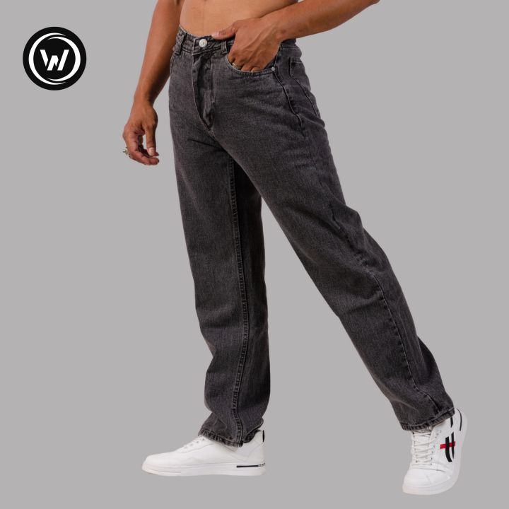 Wraon Dark Grey Solid Premium Baggy Jeans For Men - Fashion | Pants For Men | Men's Wear | Jeans Pants |