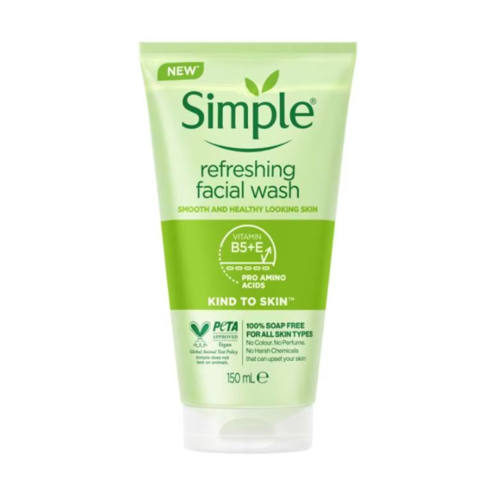 Simple Kind to Skin Refreshing Facial Gel Wash 150ml Made in Europe