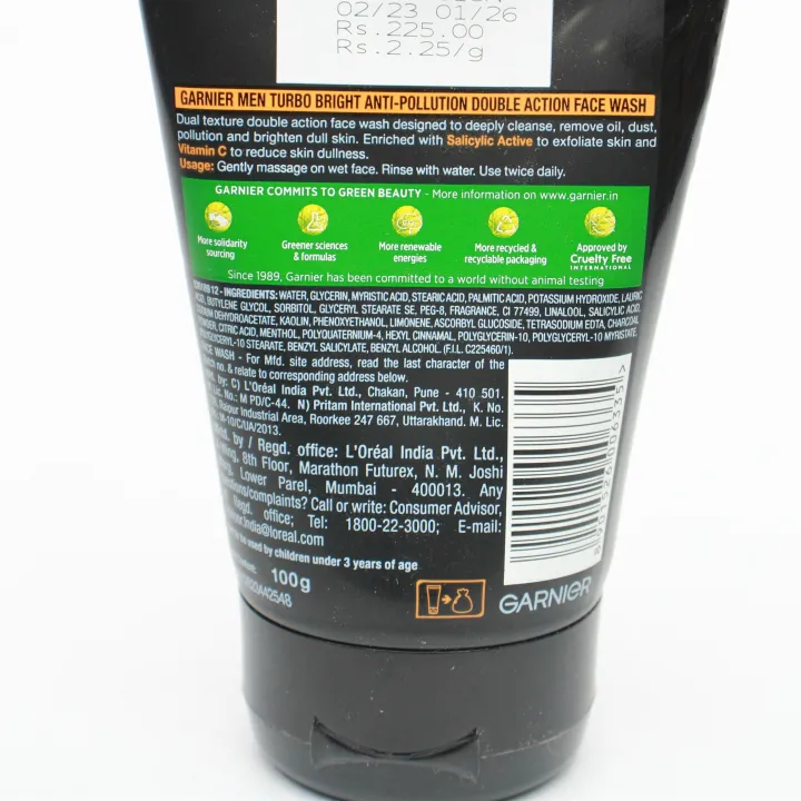 Garnier%20Men%20Turbo%20Bright%20Anti%20Pollution%20Double%20Action%20Face%20Wash%20100g%20-%20Image%203