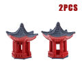 2PCS Mini Desk Decoration Torii Gate Japanese Garden Miniature Shrine Ornaments Micro Stone Gazebo Shelf Japan Natuo. 