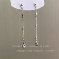 Pebbles Nepal Silver Long Chain Drop Earrings for Women – Minimalist Korean Fashion Jewelry. 