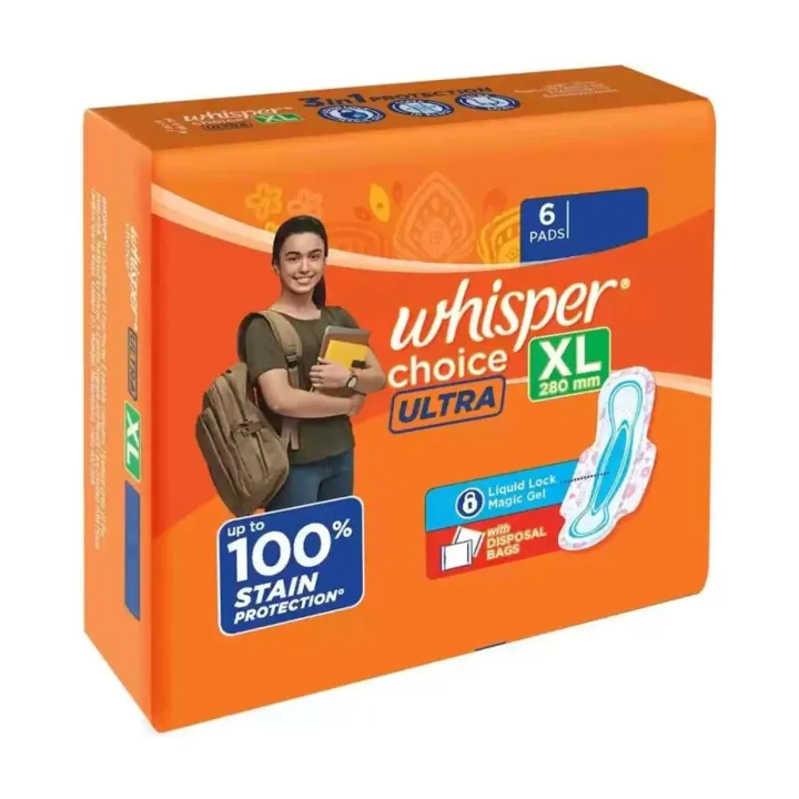 Whisper%20Choice%20Ultra%20XL%206-pad%20280mm%20Sanitary%20Pad%20-%20Image%202