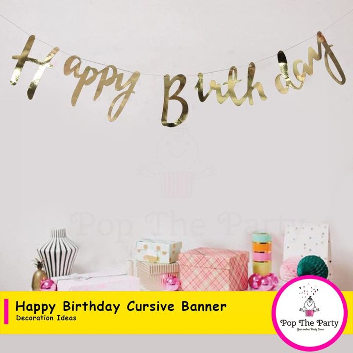 Happy Birthday Cursive Party Decoration Banner (1 Set)