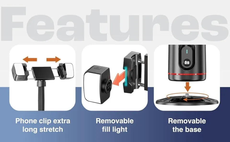 K&F CONCEPT 71" Face Tracking Tripod, Auto Face Tracking Selfie Stick With 2 Fill Lights, Auto Face Tracking Tripod 360 Totation With Stand, Gesture Control, Remote Control - View #8