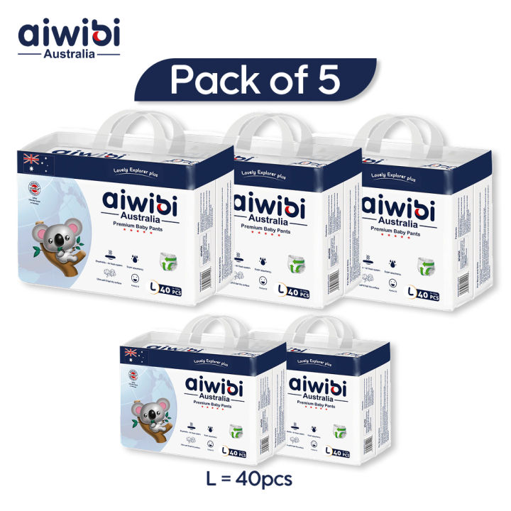 Aiwibi Premium Pant Diaper Large 40 Pieces Pack Of 5