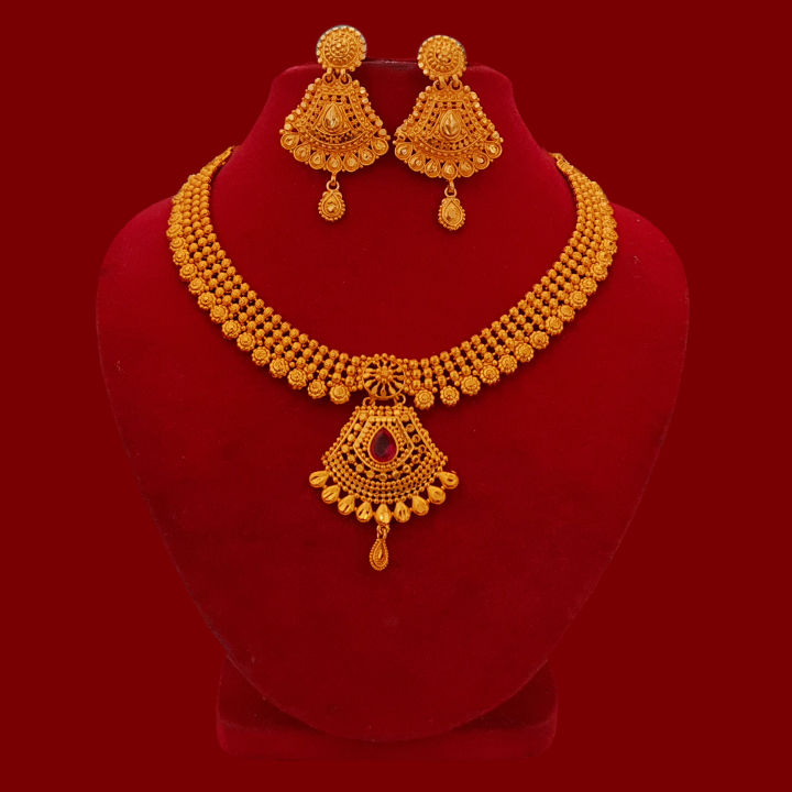 24K%20Gold%20Plated%20Mini%20Haar%20Necklace%20With%20Matching%20Earring%20-%20Nepali%20Real%20Gold%20Design%20Bridal%20Jewelry%20Necklace%20Set%20-%20Image%202